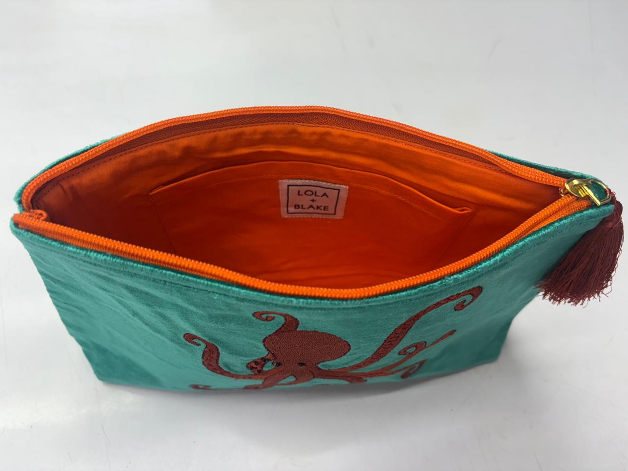 velvet make up bag octopus